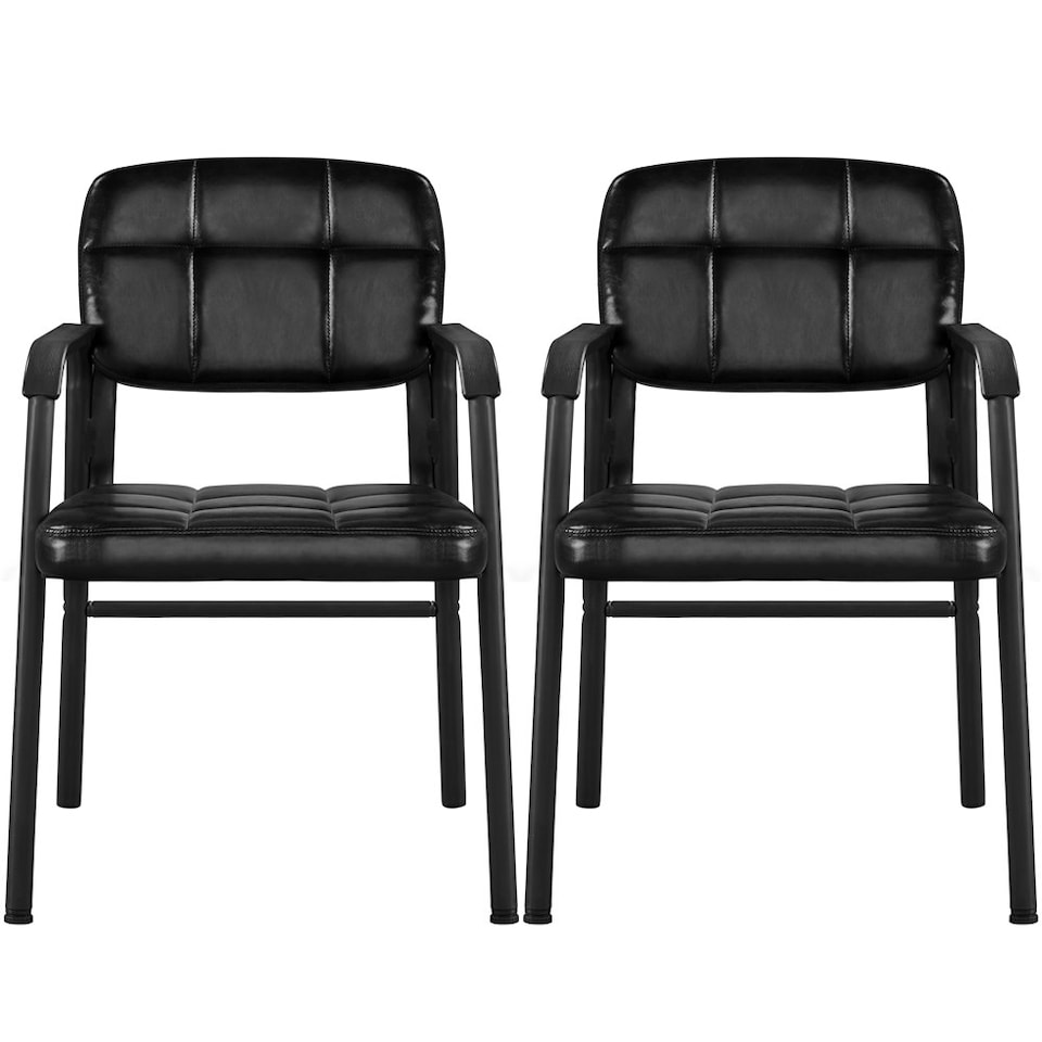 image 1 of Yaheetech 2pcs Office Reception Upholstered Chairs for Home & Office Black Brown