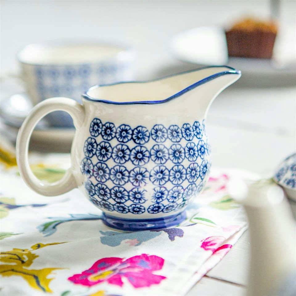 image 1 of Nicola Spring Hand-Printed Milk Jug - 300ml - Navy Blue