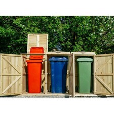 Chatburn Triple Wheelie Bin Store - Timber - L97 x W214.2 x H125 cm - Fits 3 x 360L Wheelie Bins Brown
