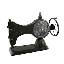 Hometime Metal Mantel Clock - Sewing Machine Black