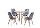 image 1 of 5PCs Dining Set - an Oak Round Dining Table & Set of 4 White Lorenzo Tulip chairs with Padded Seat | Grey