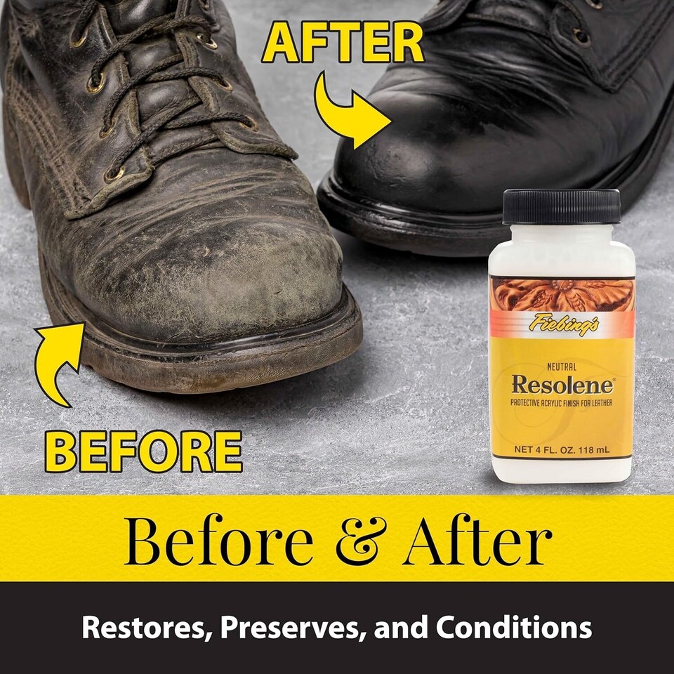 image 1 of Fiebing's Resolene Finisher - Acrylic Top Coat to Seal and Protect Leather 4oz | Black | Black