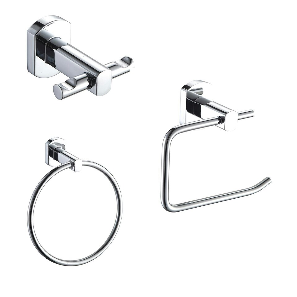 Showerdrape Admiralty Chrome Stainless Steel Wall Mounted 3 Piece Bathroom Accessory Set