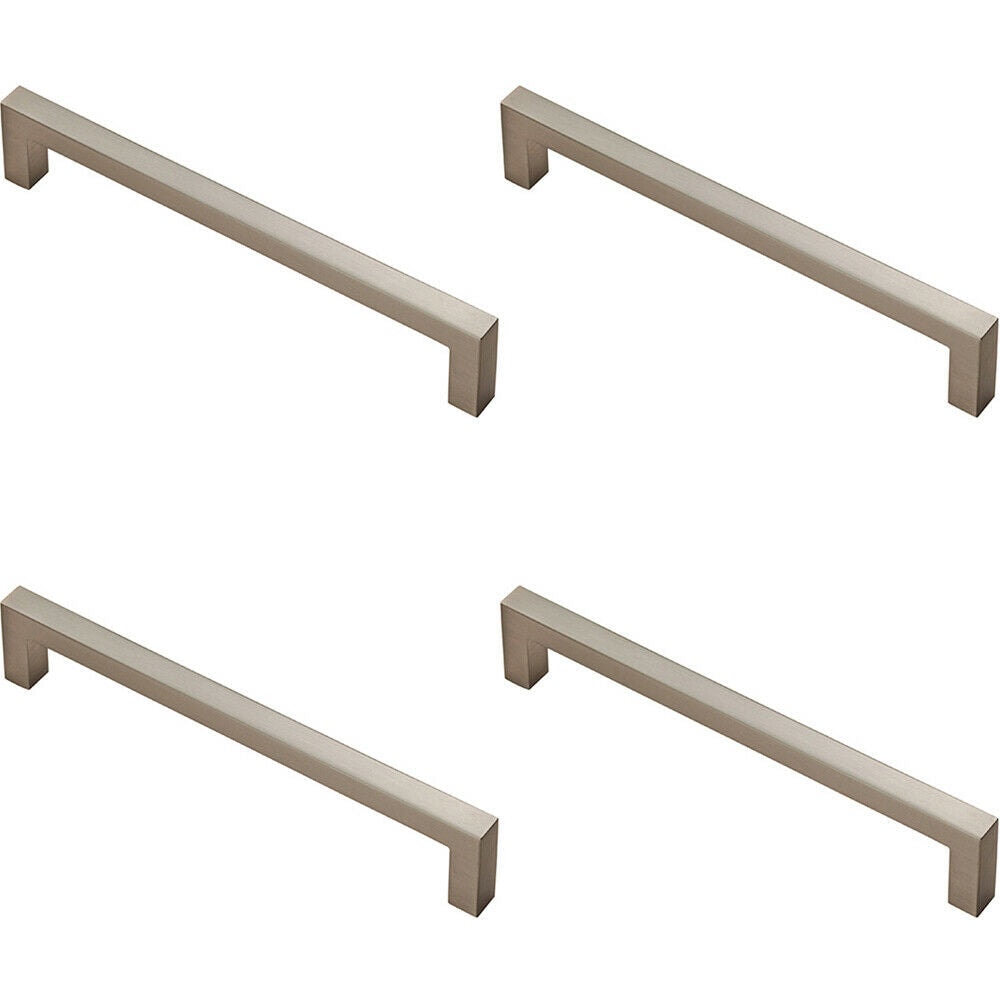 Loops 4x Square Block Pull Handle 170 x 10mm 160mm Fixing Centres Satin Nickel in Metallics