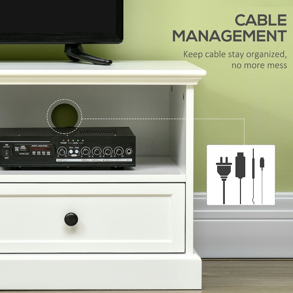 image 1 of HOMCOM TV Stand with Drawers Shelves and Cable Management, for 45" TVs, White