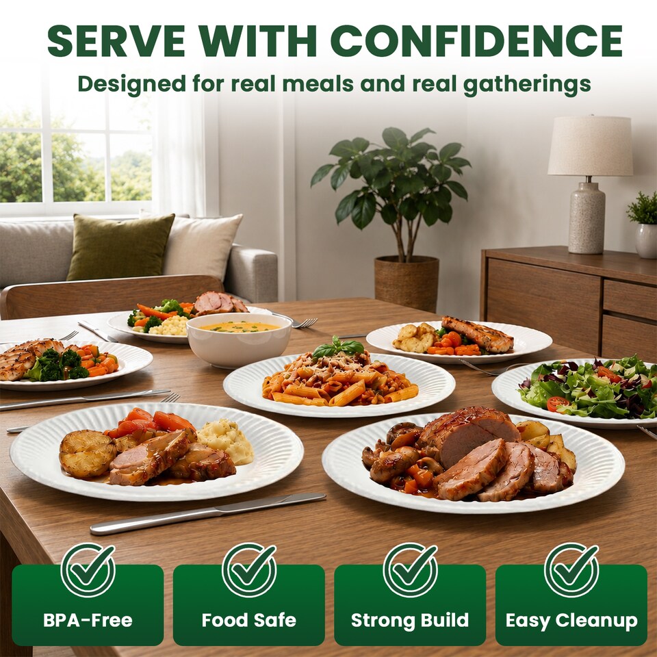 image 1 of ECONX 7"(18cm) Disposable Paper Plates Heavy Duty Dinner Party Plates Tableware