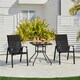 image 2 of Yaheetech Set of 2 Outdoor Texteline Stackable Dining Chairs with Backrest-Black | Black | Black | One Size