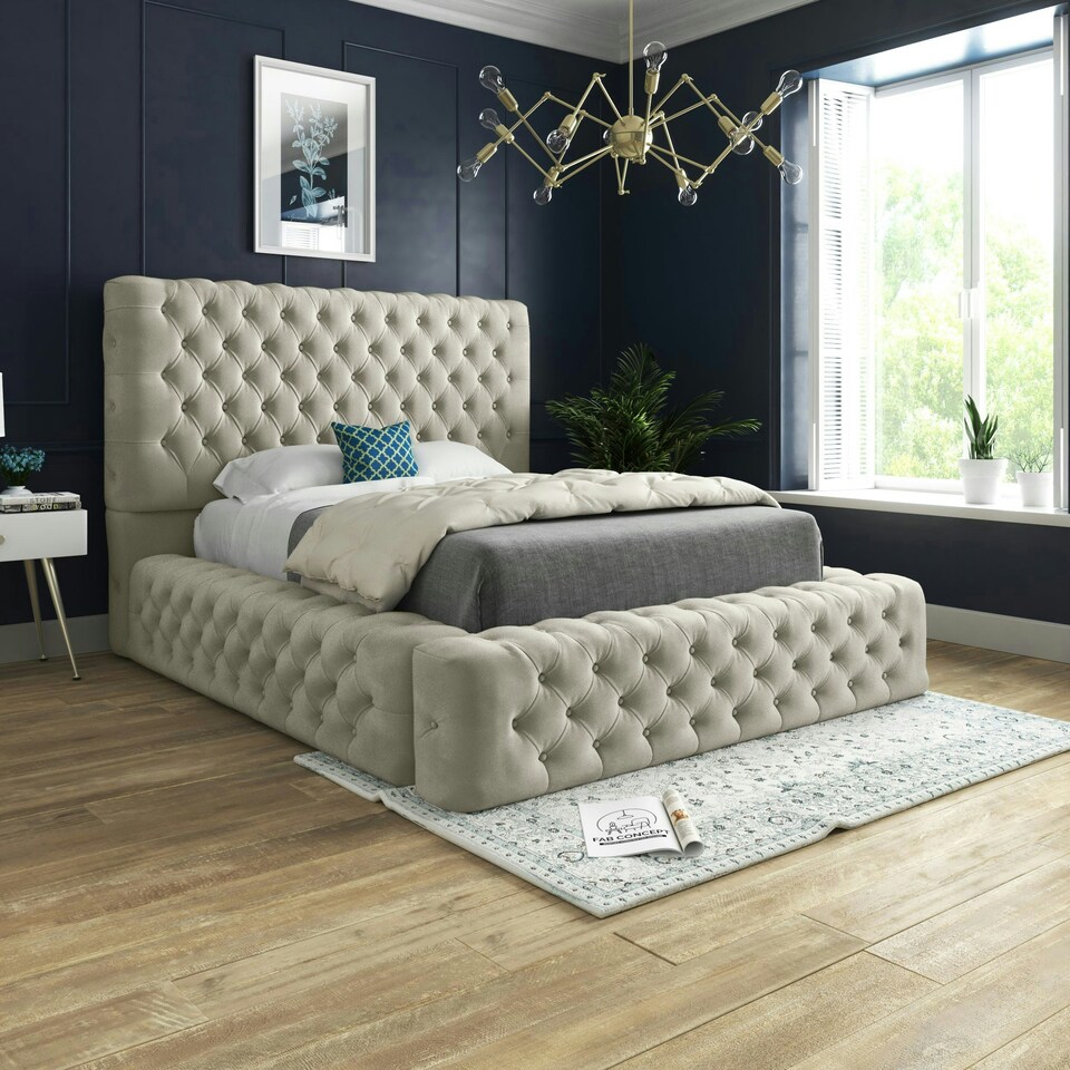 image 1 of Cambridge Bed - Kingsize - 5ft - Cream