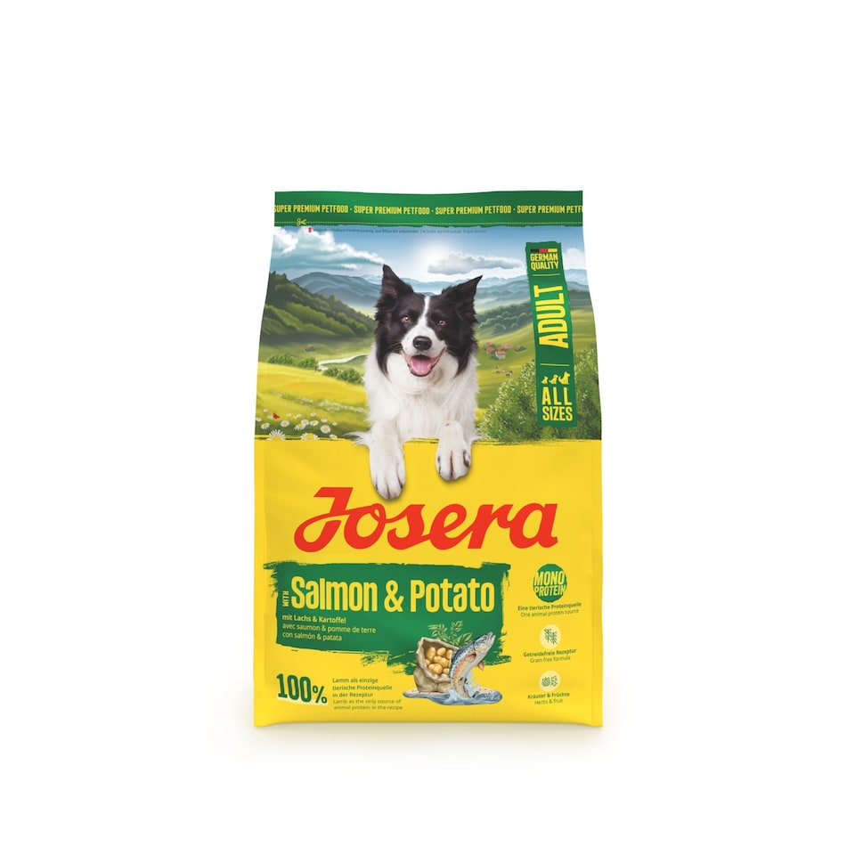 image 1 of Josera Adult Salmon & Potato grain-free complete food | Adult & Senior dogs | Single animal protein | Gluten free | Herbs & fruit | Skin & Coat | 3kg