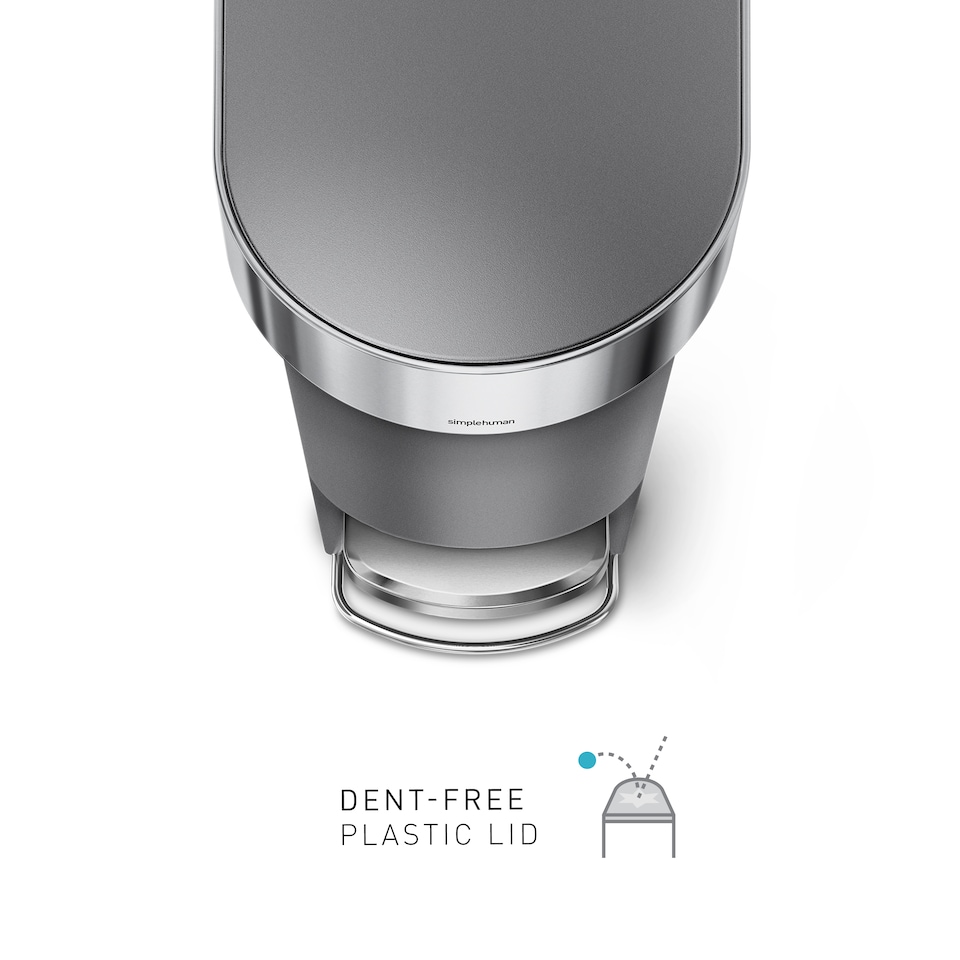 image 1 of Simplehuman 40L Slim Pedal Kitchen Bin with Liner Rim, Grey Plastic