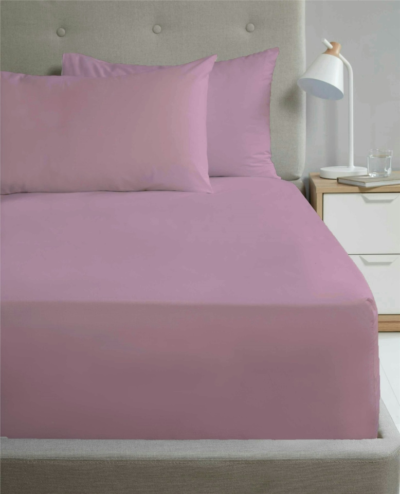 image 1 of Percale Extra Deep 16" Fitted Sheet - Lilac - Double | Purple | Double
