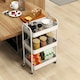 image 8 of HOMCOM 3 Tier Rolling Utility Cart with 3 Mesh Basket, White