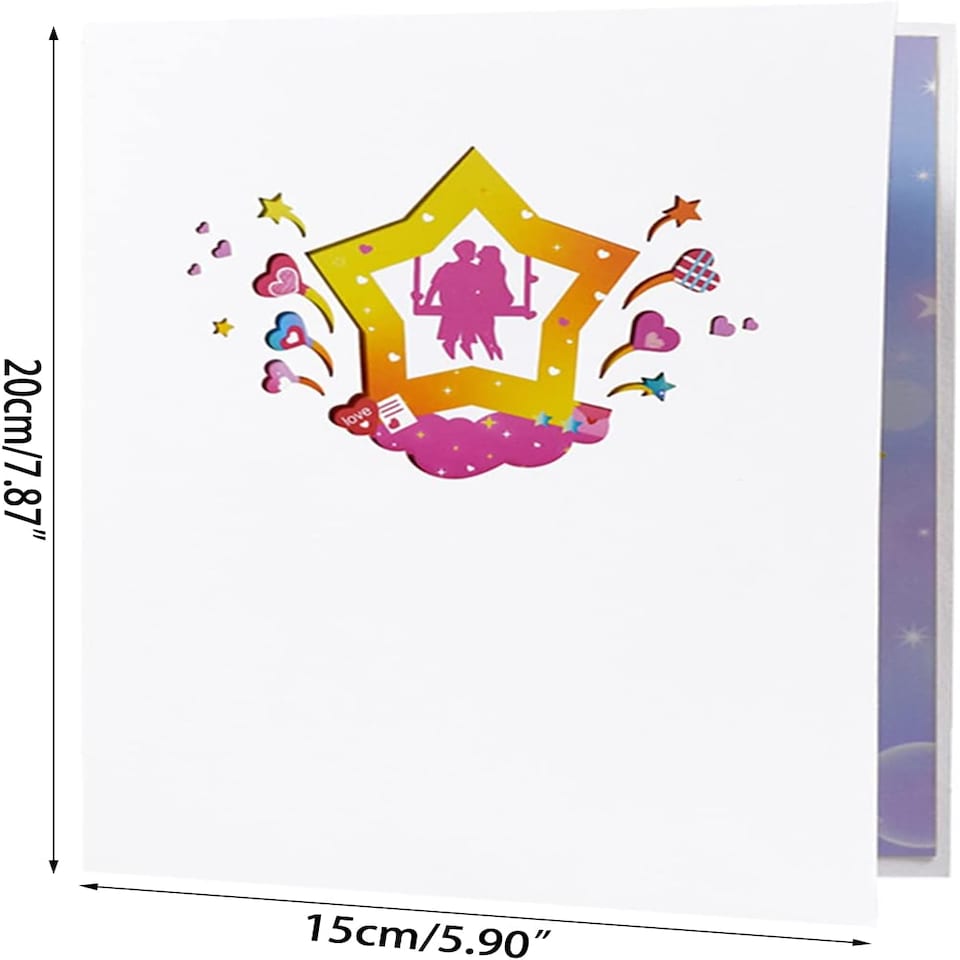 image 1 of Romantic Couple Star And Hearts Design 3D Pop Up Valentine’s Day Cards