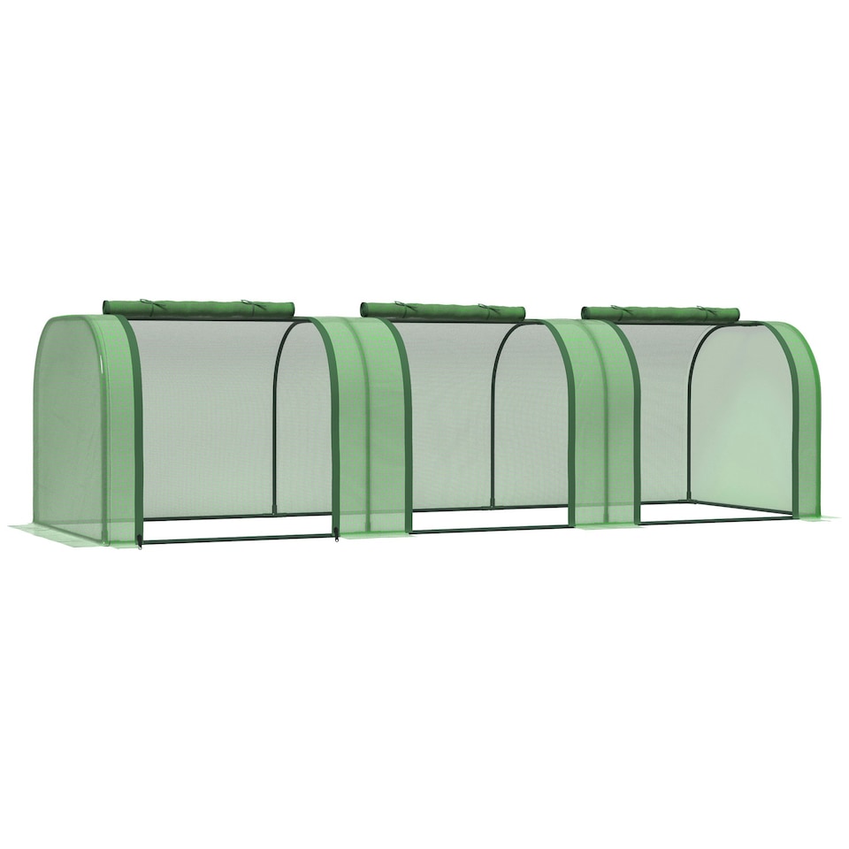 image 1 of Outsunny Tunnel Greenhouse Steel Frame for Garden w/ Zipper Doors
