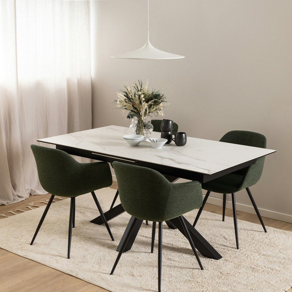 image 1 of Heaven Extendable Dining Table with Ceramic White Top 168cm