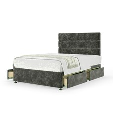 Charcoal Chenille 4 Drawer Divan Base and Milan Headboard Super King