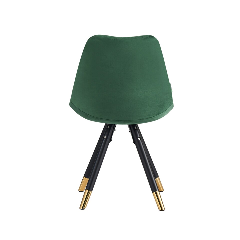 image 1 of Set of 6 Sofia Ergonomic Modern Dining Chairs Upholstered in Velvet, Metal Legs with Gold End Tips Green
