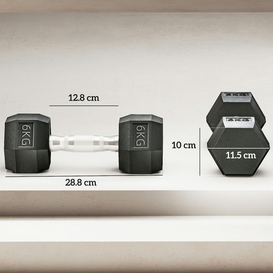image 1 of HOMCOM Hexagonal Dumbbells Kit Weight Lifting Exercise for Home Fitness 2x6kg