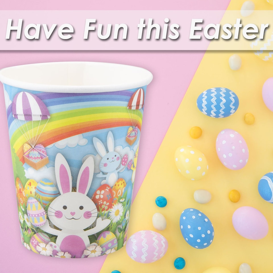 image 1 of PMS Easter Bunny Paper Cups 9oz - 8 Pack