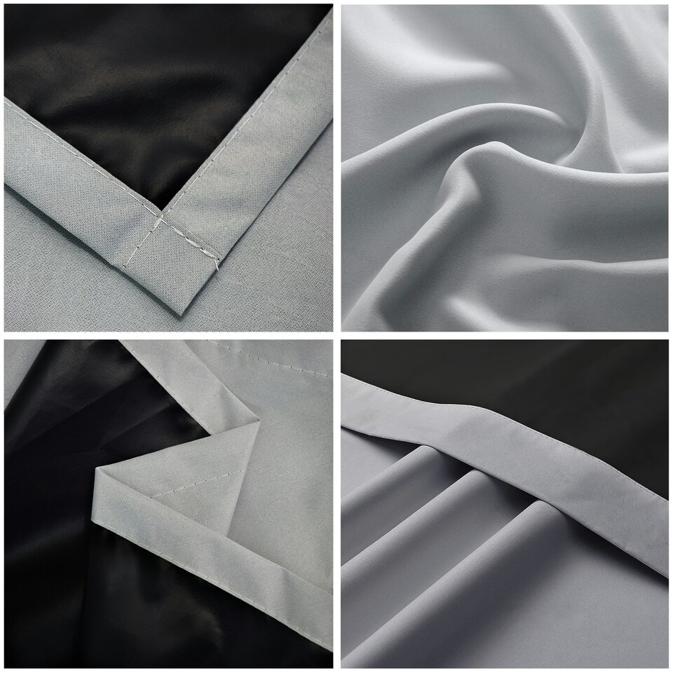 image 1 of Grey Total Blackout Thermal Eyelet Curtains - 46 x 72 Inch Drop - 2 Panel Grey