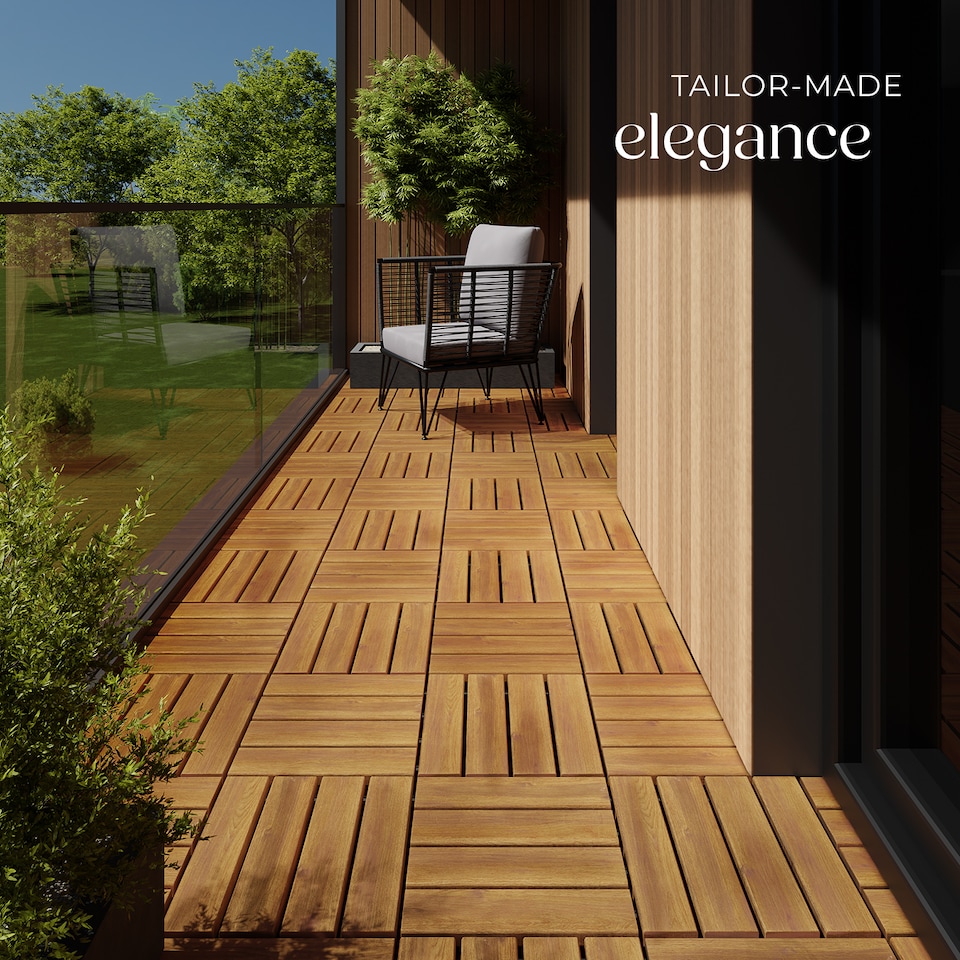 image 1 of Outdoor Tiles Tabula - easy click installation, acacia wood, weather-safe | Brown | brown | 31 x 31 x 2,20 cm | 20