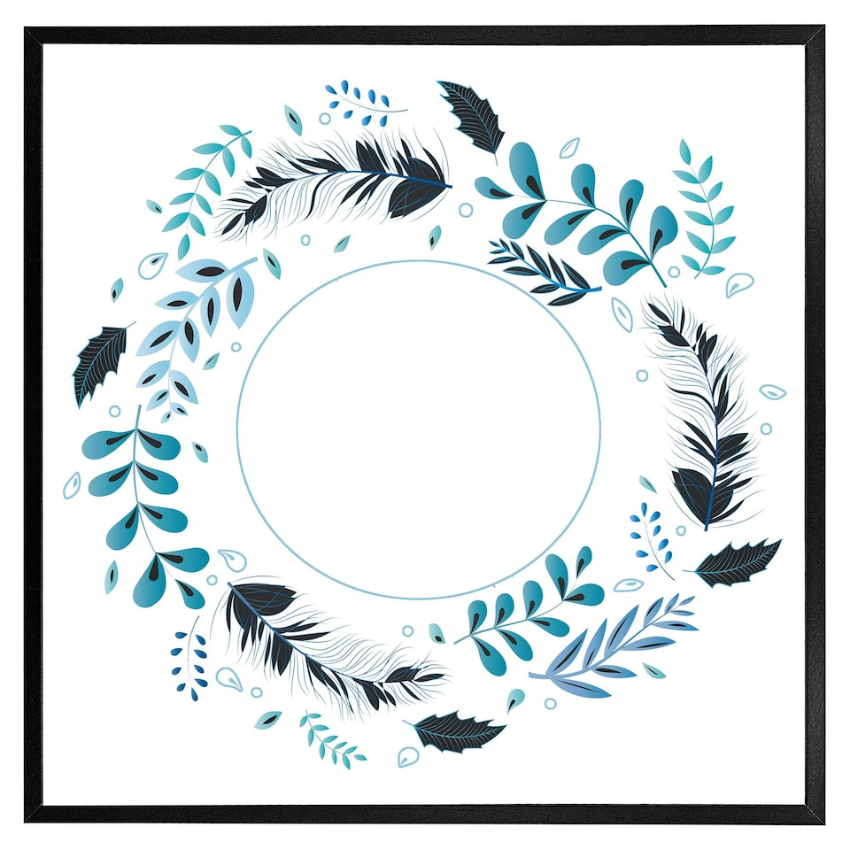 image 1 of Blue leaves frame (Picture Frame) Brown | Oak | M