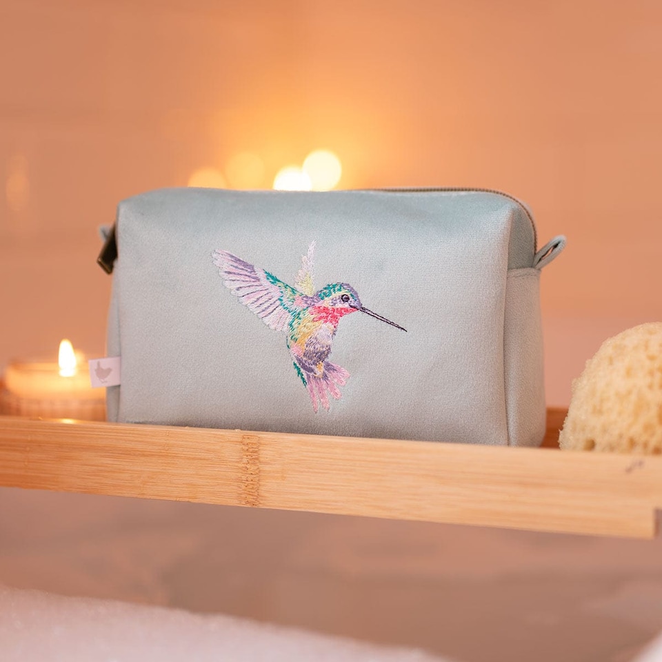 image 1 of Wrendale Designs Luxury Velvet Embroidered Medium Makeup Bag - Choice of Design