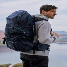 Mountain Warehouse 65L Large Backpack Rucksack Travelling Backpacking Camping Blue | Navy