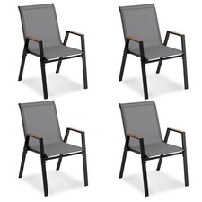 COSTWAY Outdoor Dining Chairs Set of 4 Stackable Breathable Fabric