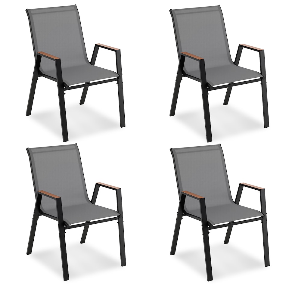 image 1 of COSTWAY Outdoor Dining Chairs Set of 4 Stackable Breathable Fabric
