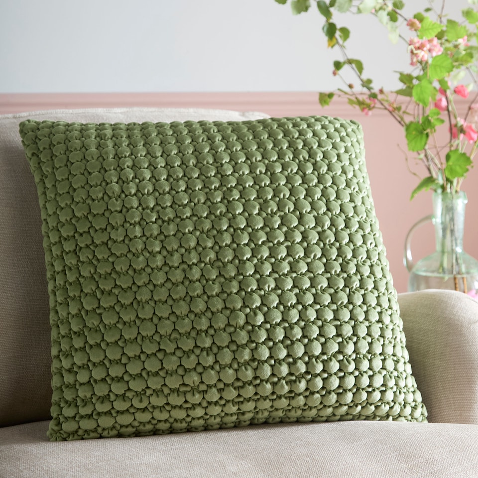 image 1 of Appletree Bobble Filled Cushion Olive