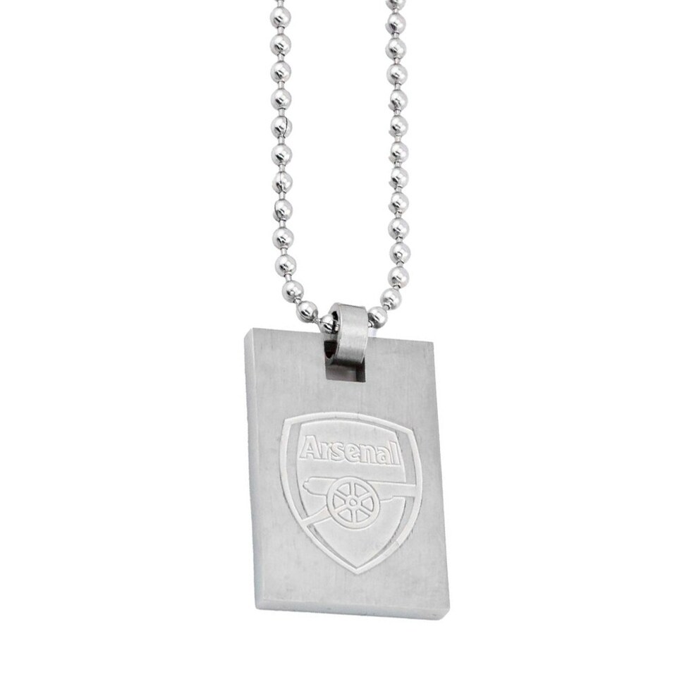 image 1 of Arsenal FC Crest Dog Tag And Chain - Silver - One Size
