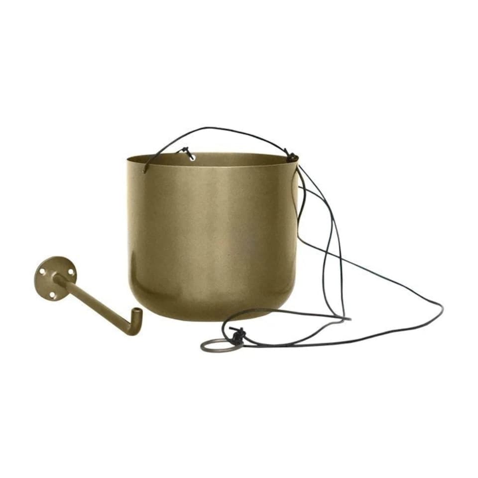 image 1 of Kew Hanging Large Planter with Hook - Metal - L17 x W17 x H15.5 cm - Matt Brass Copper