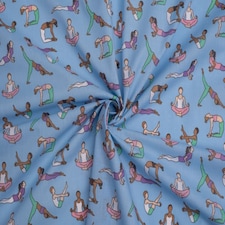 Blue Printed Polycotton Fabric for Dressmaking, 112.5cm / 44" Wide - per metre