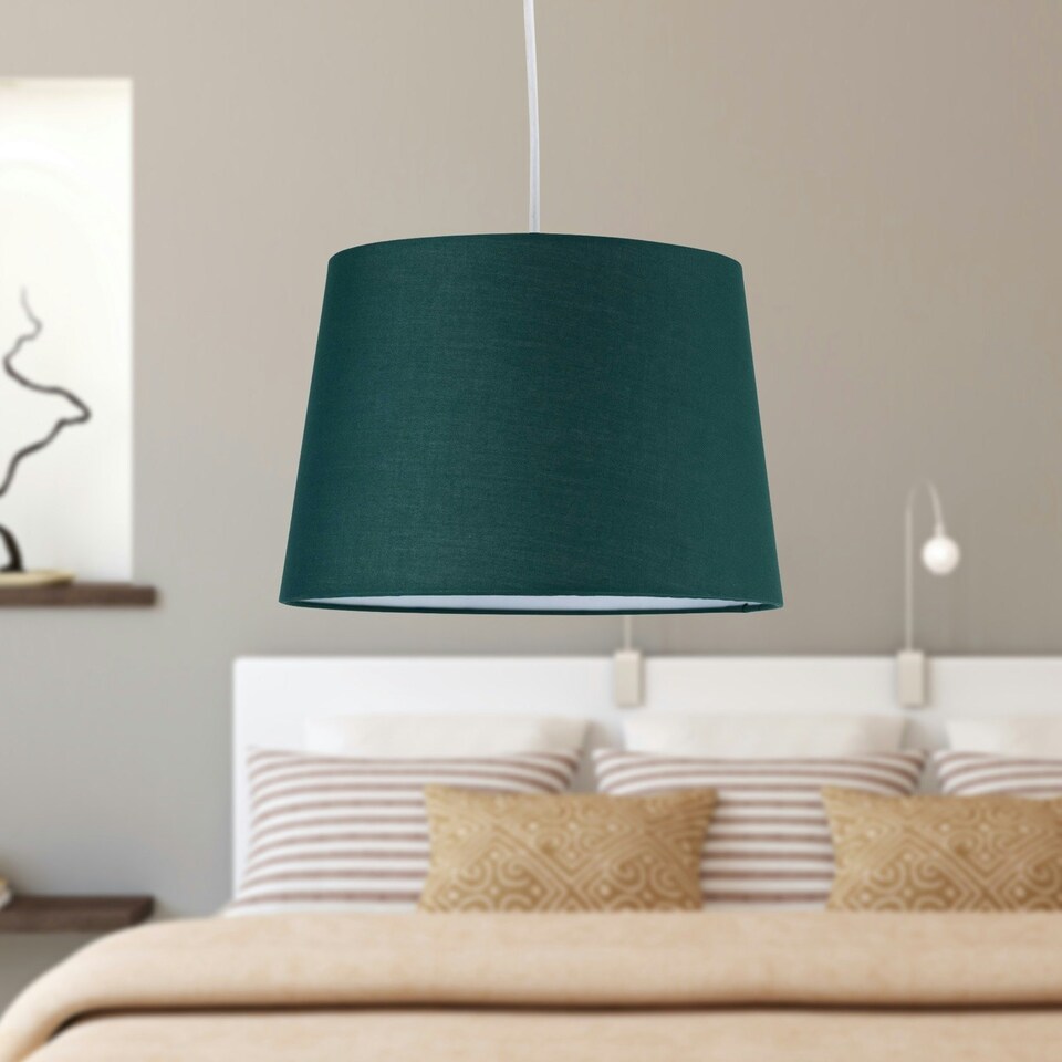 image 1 of Set of 2 Dark Green 28cm Tapered Cylinder Pendant or Lamp Shades Green