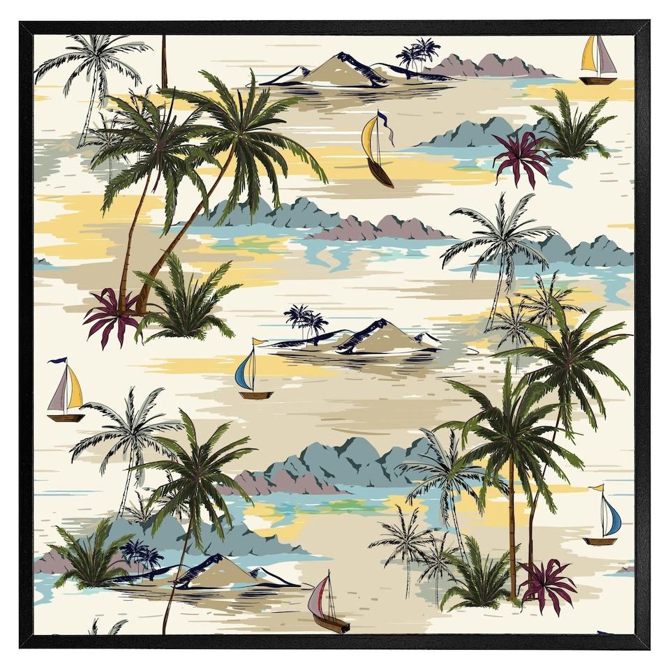 image 1 of Palm & sailboats (Picture Frame) Brown | M