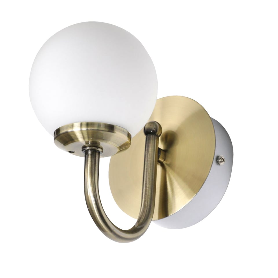 image 1 of Set of 2 Victoria - Antique Brass Globe Bathroom Wall Lights