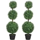 image 1 of HOMCOM Set of 2 Decorative Artificial Plants Boxwood Trees in Pot, Green