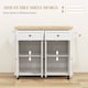 image 4 of HOMCOM Kitchen Island on Wheels, Rolling Kitchen Storage Trolley with Rubber Wood Top, Drawers, Adjustable Shelves, Towel and Spice Rack for Dining Room, Cream White
