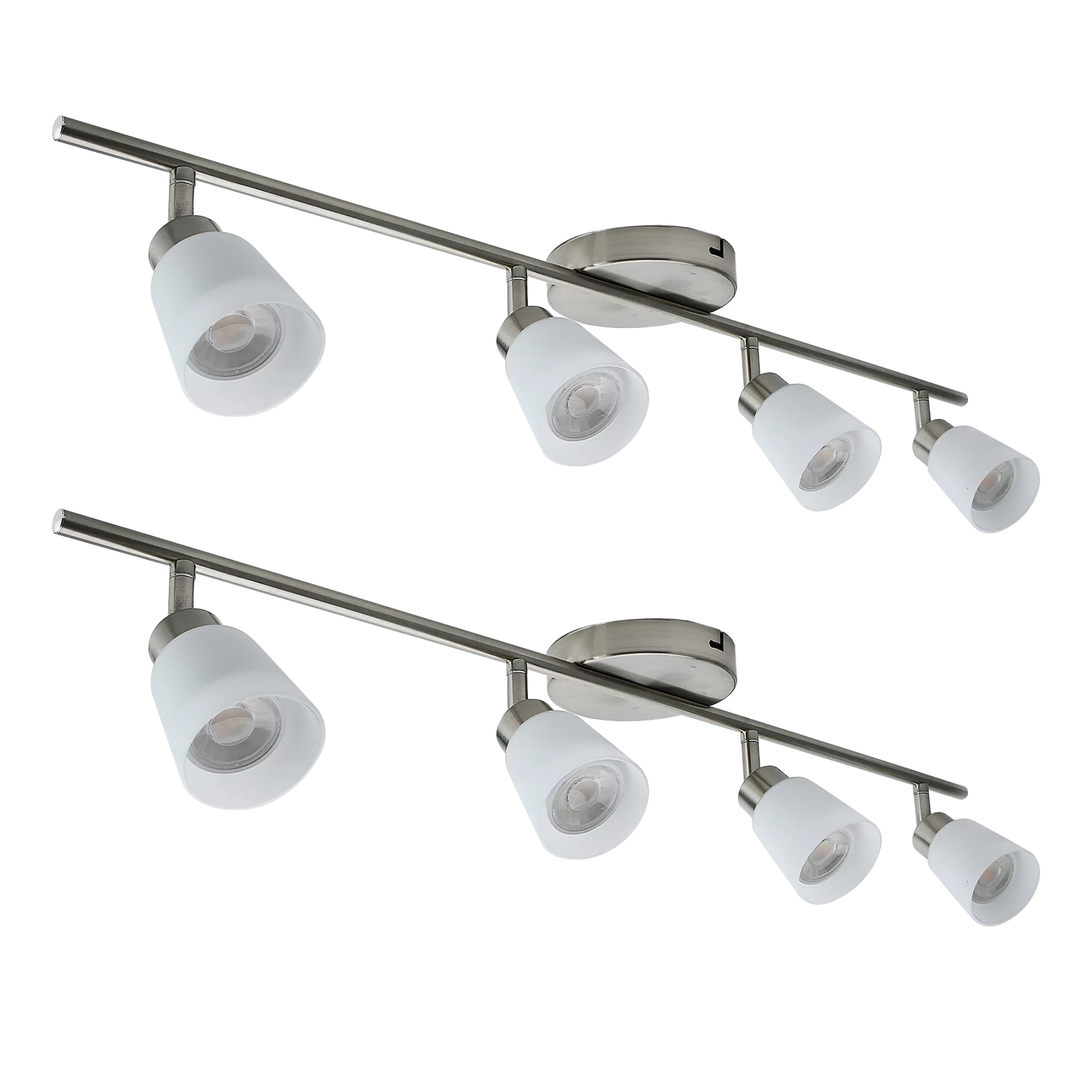 First Choice Lighting Set of 2 Tecoma - Satin Nickel with Glass 4 Way Adjustable Spotlights in Silver