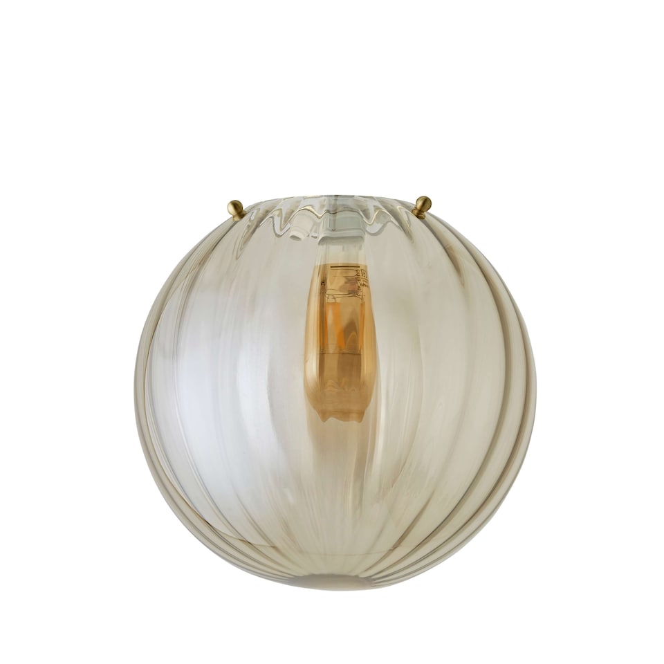 image 1 of ValueLights Chessy Ribbed Glass Easy Fit Lamp Shade & Bulb | Gold