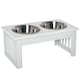 image 6 of PawHut Raised Dog Bowls Pet Feeder Raised Elevated Stainless Steel Food White