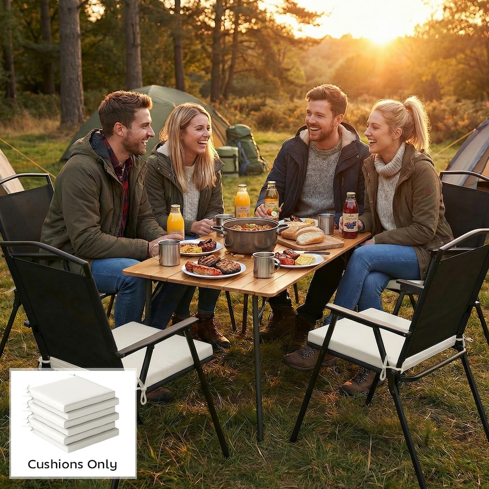 image 1 of Outsunny Seat Cushions with Machine Washable Cover | Cream | cream white | 46 x 42 x 7 cm