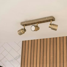 ValueLights Benton Antique Brass IP44 Bathroom Ceiling Light & Bulb Gold