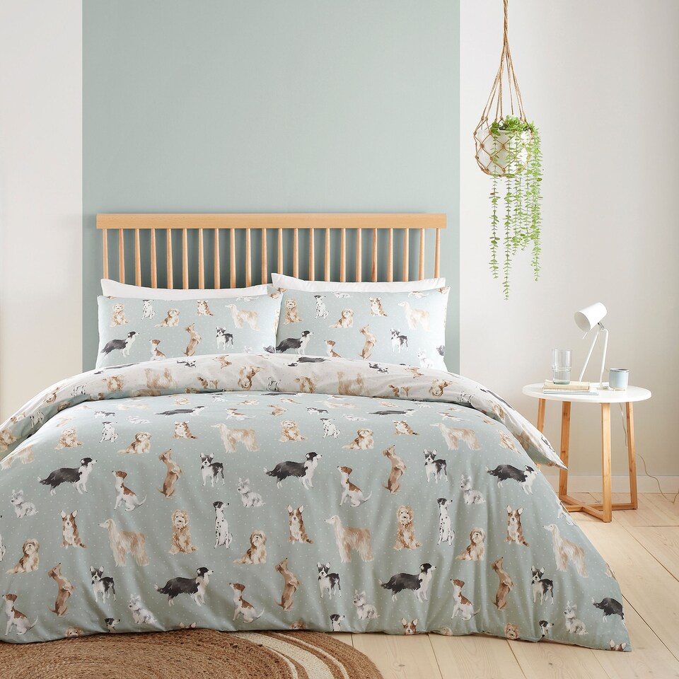 image 1 of Fusion Cute Dogs Duvet Cover Set Duck Egg