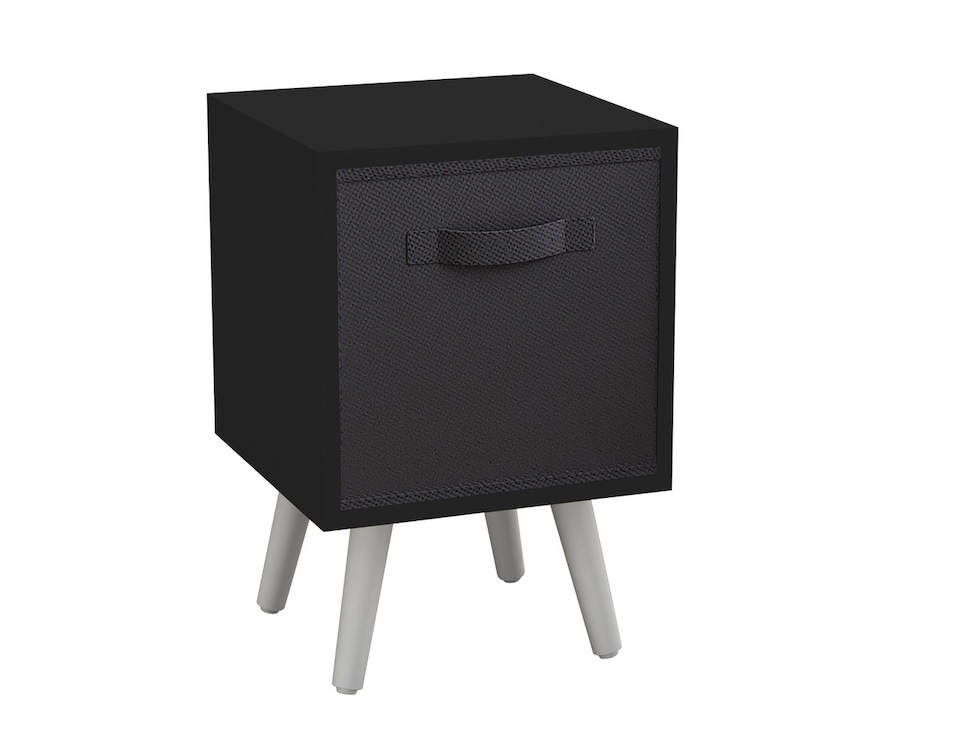 image 1 of Black 1-Drawer Cube Shelving Unit with Scandinavian Legs | Black | Black & White | 1