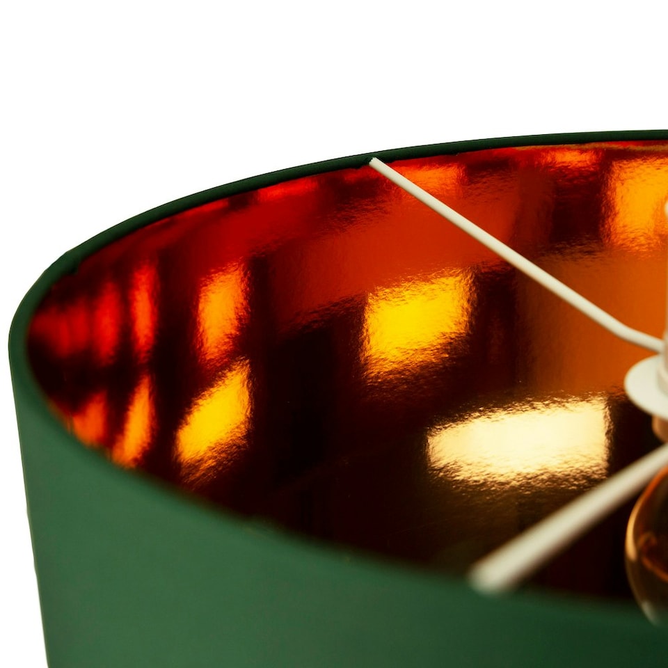 image 1 of Modern Forest Green Cotton 16" Floor/Pendant Lamp Shade with Shiny Copper Inner