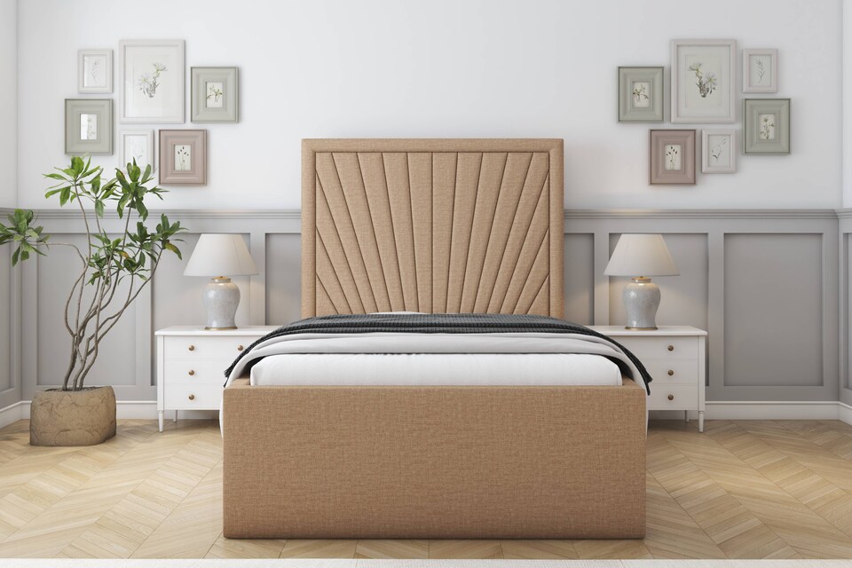 image 1 of Sloomy Somerset Latte Dumfries Deep-Sided Bed Frame With 50" Upholstered Headboard 5' King