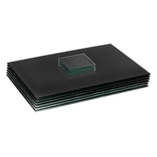 Harbour Housewares Black Glass Dining Set - 12pc - 40 x 30cm Placemats & Coasters Black