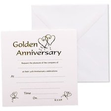 Golden Anniversary Invitations with Envelopes - Pack of 10